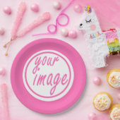 Pink Rund anpassbare Bildvorlage Pappteller (Party)