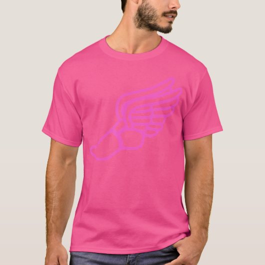 Pink Running Shoe With Wings Track And Field Sneak T-Shirt (Vorderseite)