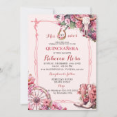 Pink Rustic Boho Western Charra Theme Quinceanera Einladung (Vorderseite)
