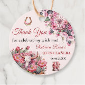Pink Rustic Boho Western Charra Theme Quinceanera Geschenkanhänger (Vorderseite)