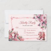 Pink Rustic Boho Western Charra Theme Quinceanera RSVP Karte (Vorderseite)