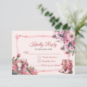 Pink Rustic Boho Western Charra Theme Quinceanera RSVP Karte (Stehend Vorderseite)