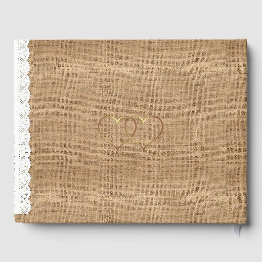 PInk Rustic Burlap Floral Wedding Book Gästebuch (Rückseite)