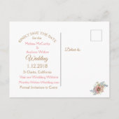 PInk Rustic Burlap Floral Wedding Save the Date Ankündigungspostkarte (Rückseite)