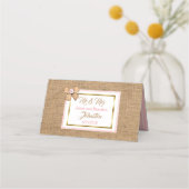 PInk Rustic Burlap Floral Wedding Tischnummer Platzkarte (Rückseite)