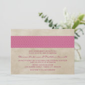 Pink Rustic Damask Wedite Einladung (Stehend Vorderseite)