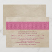 Pink Rustic Damask Wedite Einladung (Vorne/Hinten)