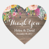 Pink Rustic Danke Gastgeschenk Hochzeit Stickers (Vorderseite)