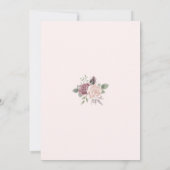 Pink Rustic Dusty Rose Aquarell Blume Einladung (Rückseite)