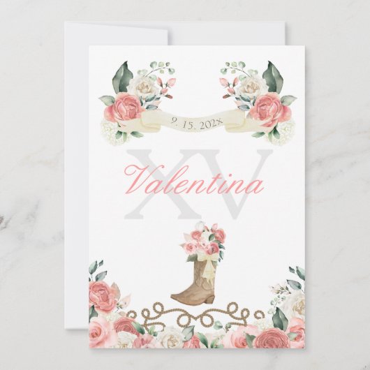 Pink Rustic Mariachi Cowgirl Western Quinceañera Einladung (Rückseite)