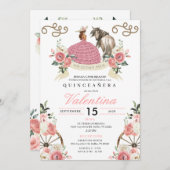 Pink Rustic Mariachi Cowgirl Western Quinceañera Einladung (Vorne/Hinten)