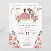 Pink Rustic Mariachi Cowgirl Western Quinceañera Einladung (Vorne/Hinten)