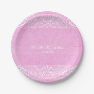 Pink Rustic Paisley Country Western Hochzeit Pappteller