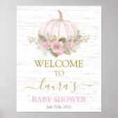 Pink Rustic Pumpkin Baby Dusche Begrüßungszeichen Poster (Vorne)