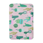 Pink Rustic Southwestern Cacti Cactus Pflanze Badematte (Vorderseite Vertikal)