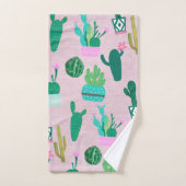 Pink Rustic Southwestern Cacti Cactus Pflanze Badhandtuch Set (Handtuch)