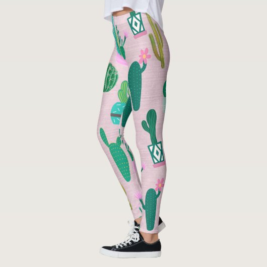 Pink Rustic Southwestern Cacti Cactus Pflanze Leggings (Links)