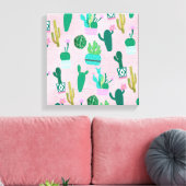 Pink Rustic Southwestern Cacti Cactus Pflanze Leinwanddruck (Insitu (Wohnzimmer))