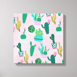 Pink Rustic Southwestern Cacti Cactus Pflanze Leinwanddruck