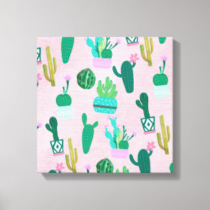 Pink Rustic Southwestern Cacti Cactus Pflanze Leinwanddruck