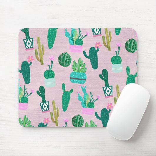 Pink Rustic Southwestern Cacti Cactus Pflanze Mousepad (Mit Mouse)