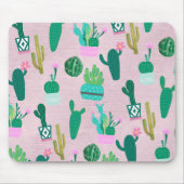 Pink Rustic Southwestern Cacti Cactus Pflanze Mousepad (Vorne)