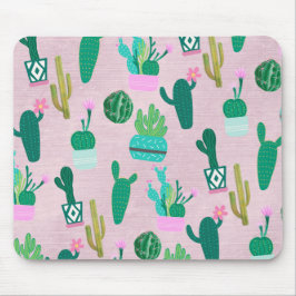 Pink Rustic Southwestern Cacti Cactus Pflanze Mousepad