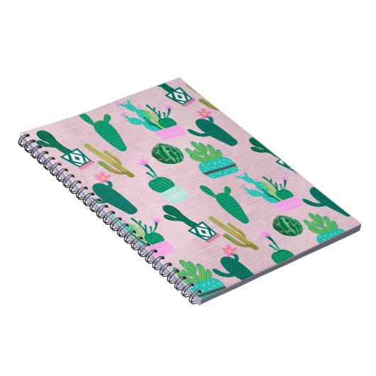 Pink Rustic Southwestern Cacti Cactus Pflanze Notizblock (Rechte Seite)