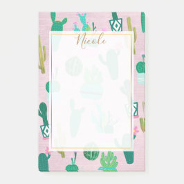 Pink Rustic Southwestern Cacti Cactus Pflanze Post-it Klebezettel