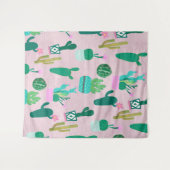 Pink Rustic Southwestern Cacti Cactus Pflanze Wandteppich (Vorderseite (Horizontal))