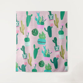 Pink Rustic Southwestern Cacti Cactus Pflanze Wandteppich