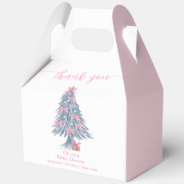 Pink Rustic Winter Bow Christmas Tree Baby Shower  Geschenkschachtel