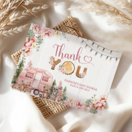 Pink Rustic Wood Camper Danke Karte