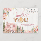 Pink Rustic Wood Camper Danke Karte (Vorderseite)