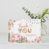 Pink Rustic Wood Camper Danke Karte (Stehend Vorderseite)