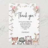 Pink Rustic Woodland Kinderdusche Danke Karte (Vorne/Hinten)
