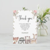 Pink Rustic Woodland Kinderdusche Danke Karte (Stehend Vorderseite)