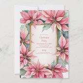 Pink Rustikale Pine Poinsettia Blumenweihnachtsfes Einladung (Vorderseite)