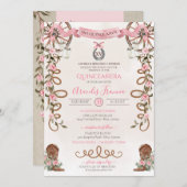 Pink Rustikaler Boho Western Charra Quinceanera Einladung (Vorne/Hinten)