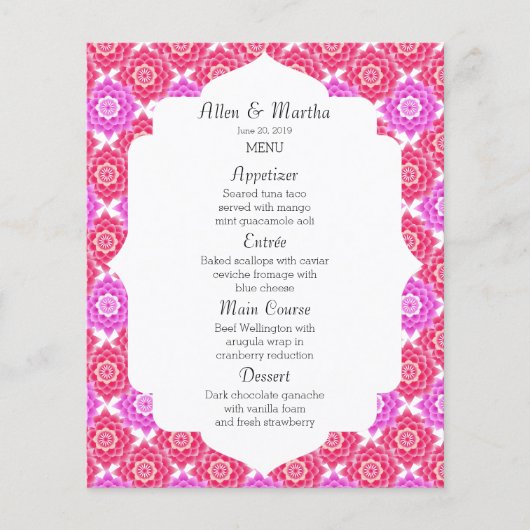 Pink Sacred Lotus Wedding Menu Suite (Vorderseite)