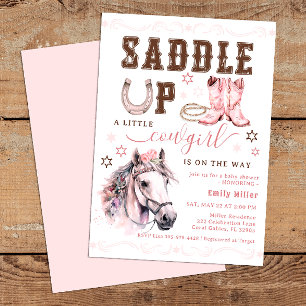 Pink Saddle Up Cowgirl Babydusche laden Einladung