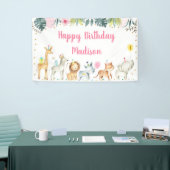 Pink Safari Animal Girl Birthday Banner (Messeveranstaltung)