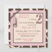 Pink Safari Animal Print & Cupcake Zweites Geburts Einladung (Rückseite)