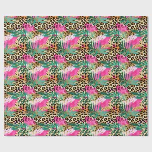 Pink Safari Animals' Fur Prints Patterns Spaß Geschenkpapier (Flach)