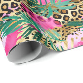 Pink Safari Animals' Fur Prints Patterns Spaß Geschenkpapier (Rolleneckpunkt)