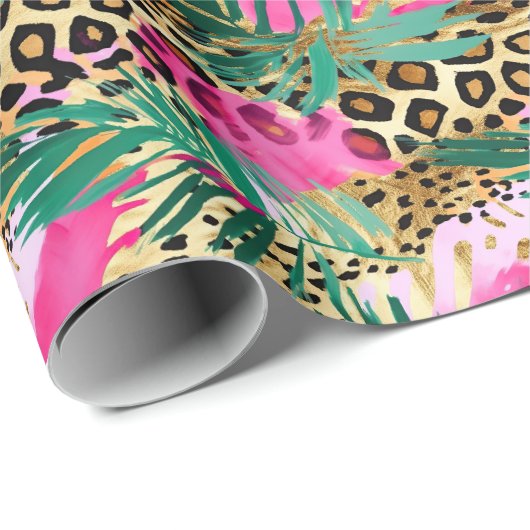 Pink Safari Animals' Fur Prints Patterns Spaß Geschenkpapier (Rolleneckpunkt)
