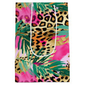 Pink Safari Animals' Fur Prints Patterns Spaß Mittlere Geschenktüte (Rückseite)