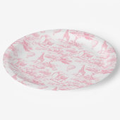 Pink Safari Animals Toile de Jouy Baby Dusche Pappteller (Schrägansicht)