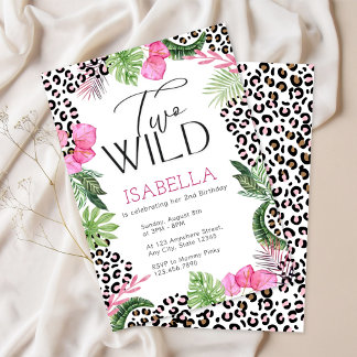 Pink Safari Geburtstagseinladung | Leopard-Thema Einladung
