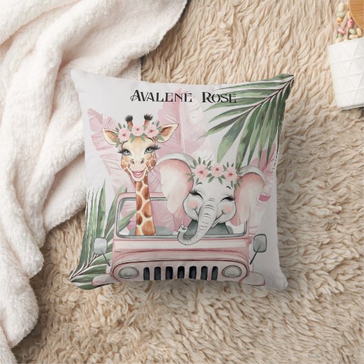 Pink Safari Jungle Adventure Girl Baby Shoft Kissen (Decke)